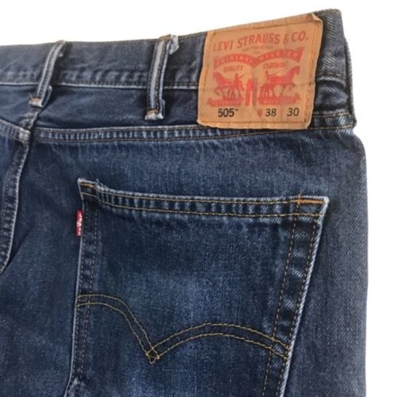 Levis 505 Regular Fit Jeans Mens 38x30 Blue Wash Low Stretch Denim - Picture 6 of 12